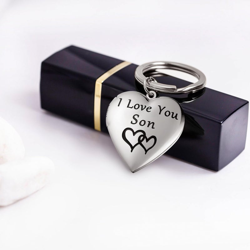PHOCKSIN Silver Heart Locket Keychains for Women Gold Photo Locket Key chain that Hold Pictures New Years Gifts for Women - Image 2